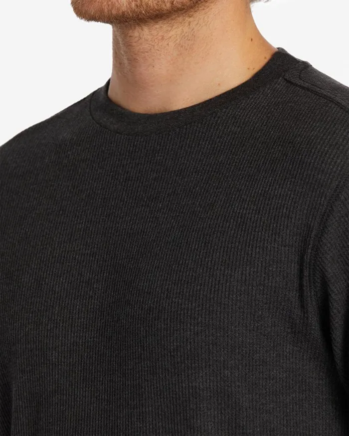 Mens Essential Long Sleeve Thermal Top Black Heather Billabong Essentials TShirts