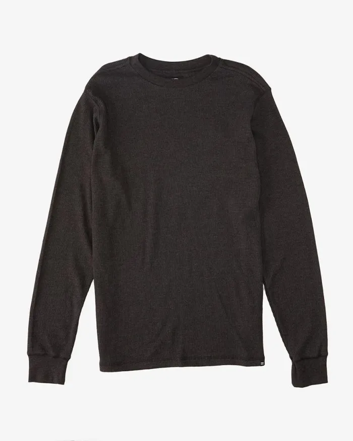 Mens Essential Long Sleeve Thermal Top Black Heather Billabong Essentials TShirts