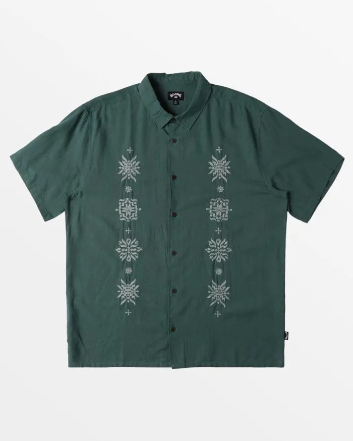 Mens Frequency Short Sleeve Woven Shirt Sea Pine Billabong Shirts