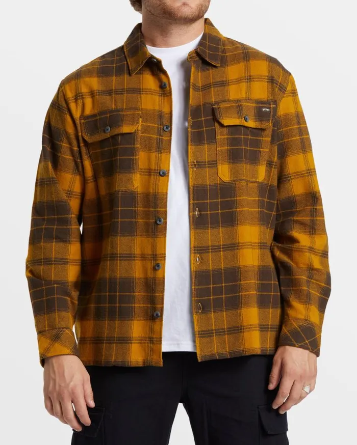 Mens Offshore Long Sleeve Flannel Shirt Dijon Billabong Shirts