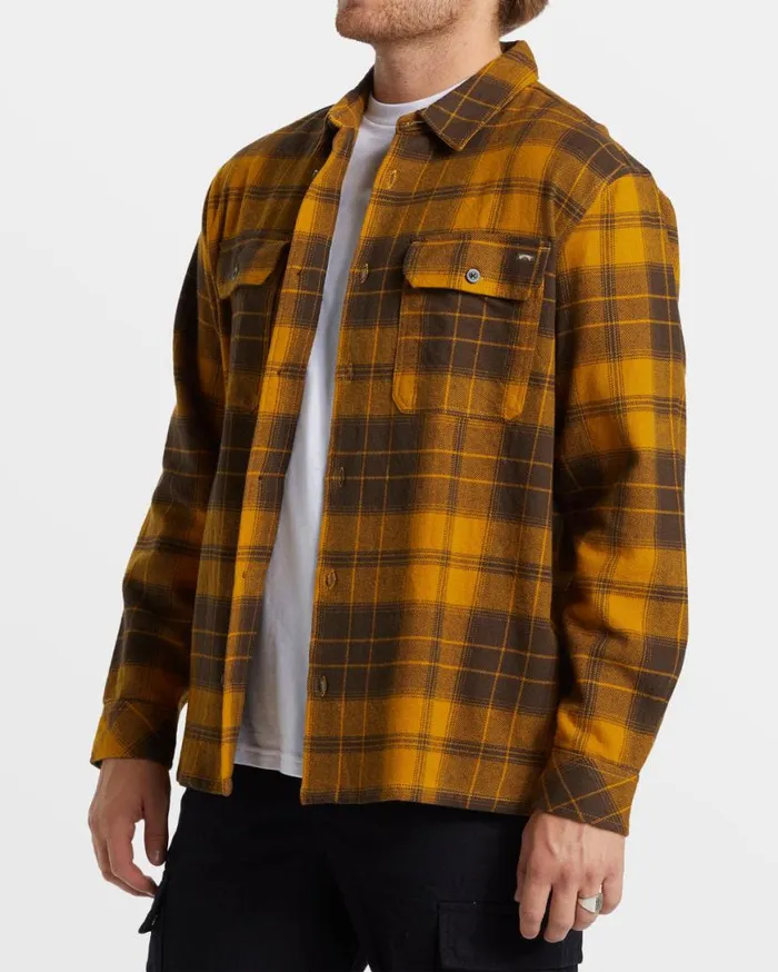 Mens Offshore Long Sleeve Flannel Shirt Dijon Billabong Shirts