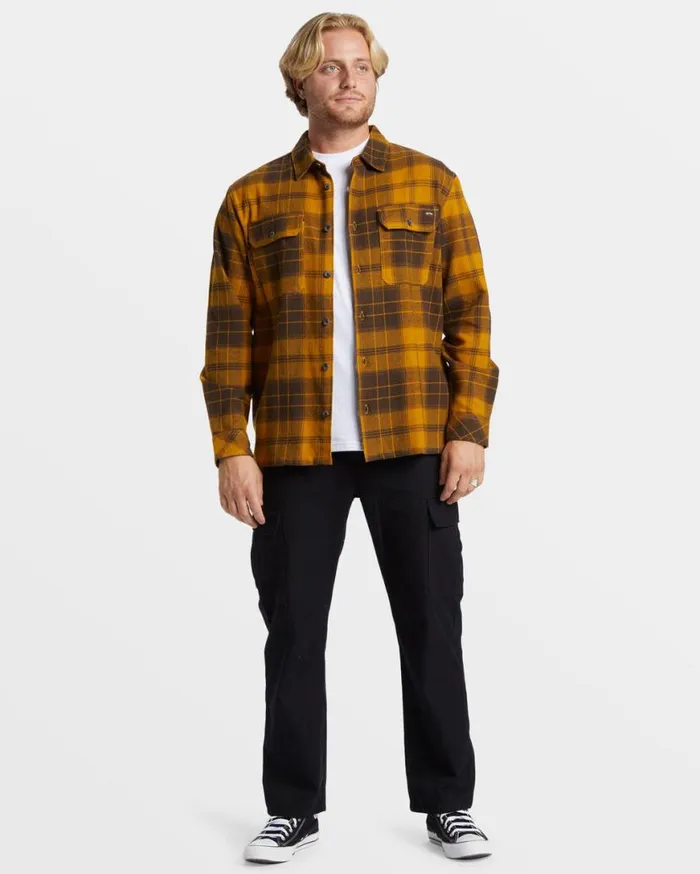 Mens Offshore Long Sleeve Flannel Shirt Dijon Billabong Shirts