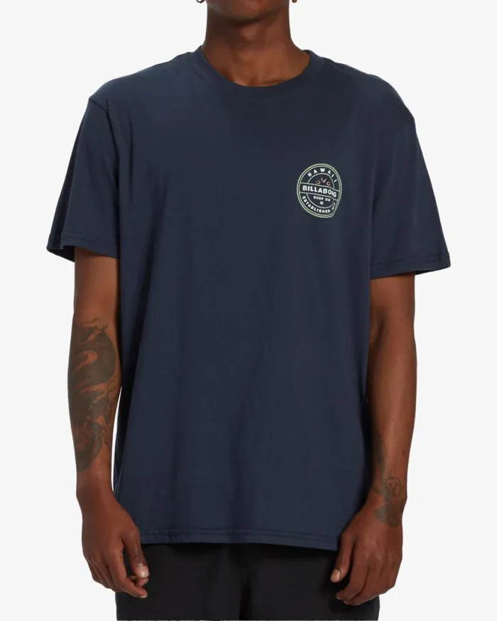 Mens Rotor Hawaii Short Sleeve TShirt Navy Billabong TShirts Mens Rotor Hawaii Short Sleeve TShirt Navy Billabong TShirts