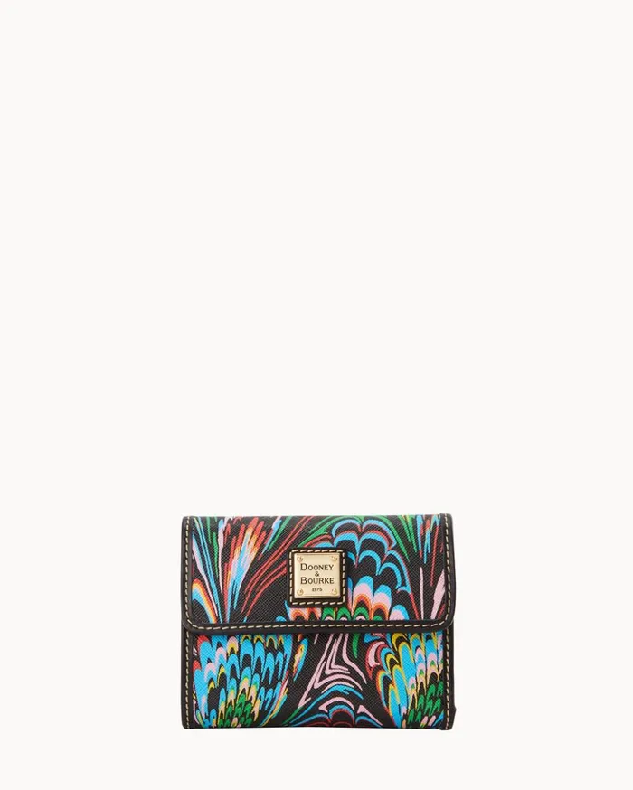 Mini Bags Women Dooney and Bourke Plumes Small Flap Wallet Black