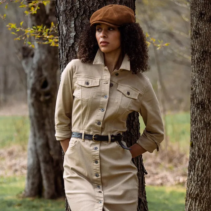 Mini Women Stetson Workwear Inspired Shirt Dress Tan