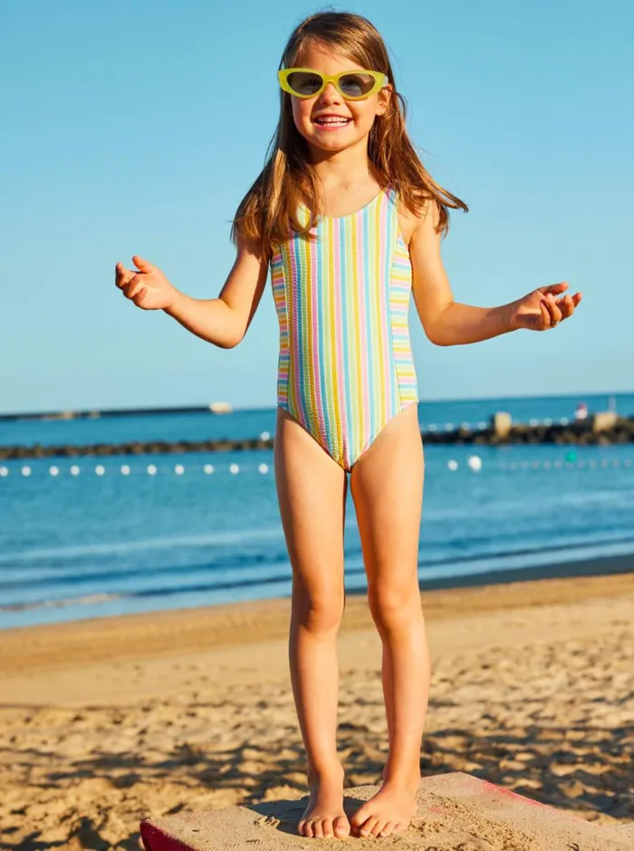 Mirage Stripe 8211 One Piece Swimsuit For Girls 2 8211 7 Cloud Dancer Mirage Stripe Kids Roxy Swimsuits