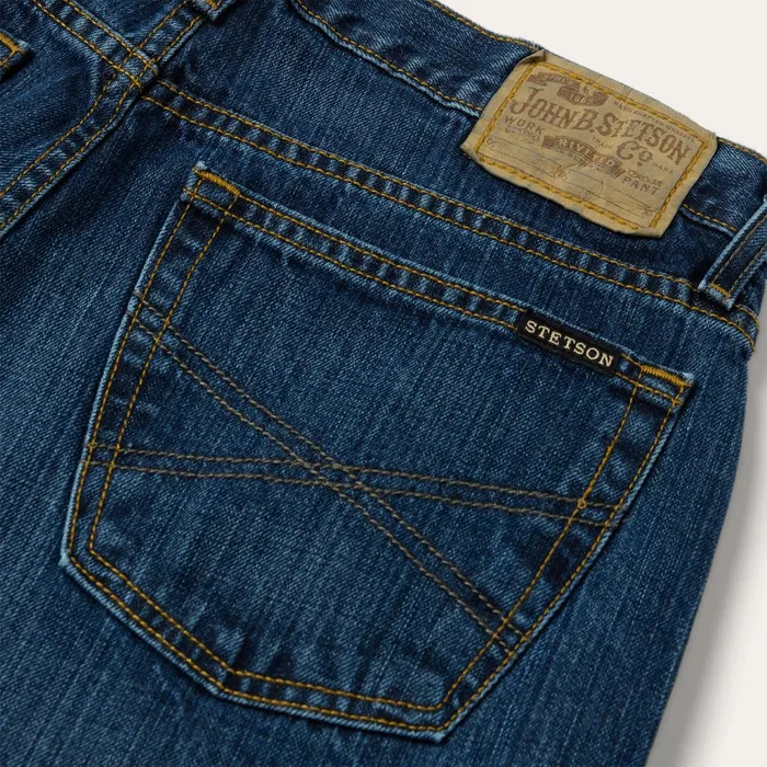 Modern Cut Men Stetson 1520 Fit Standard Straight Leg Jean Blue
