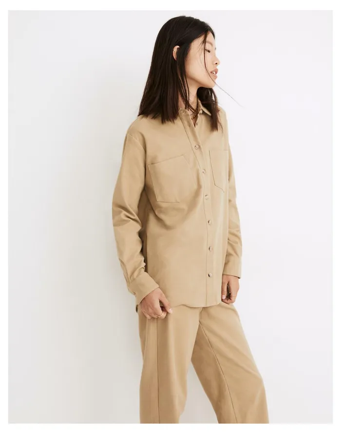Moleskin Sunday Shirt Ash Green Women Madewell Tops and Shirts