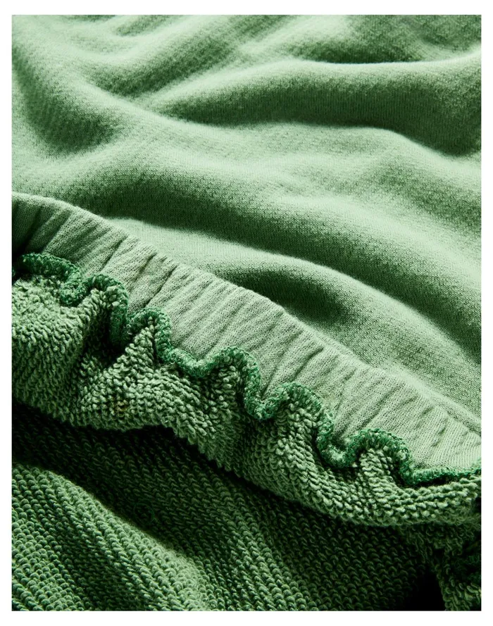 MWL Airyterry Quarter Zip Supercrop Sweatshirt Hthr Versailles Green Women Madewell MWL Athleisure