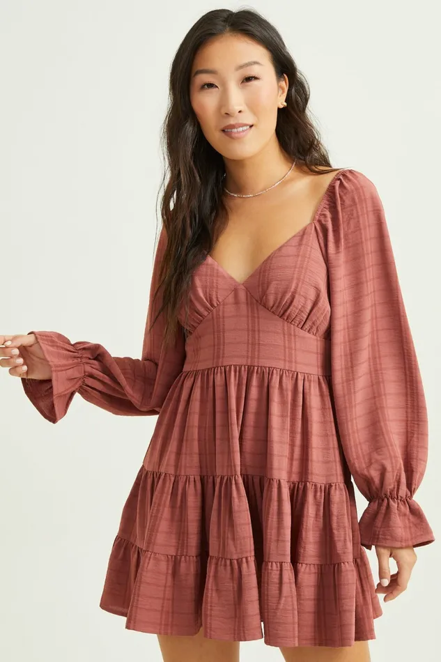 Natalie Plaid Tiered Dress Mini Altar8217d State Women