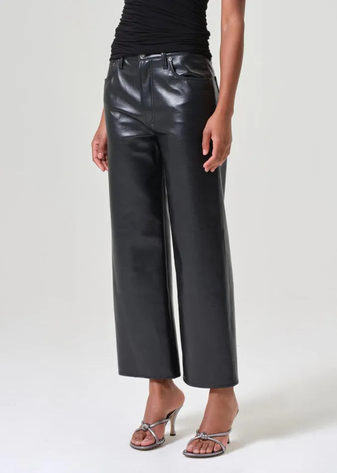 NonDenim Women Agolde Ren High Rise Wide Leg Recycled Leather Detox