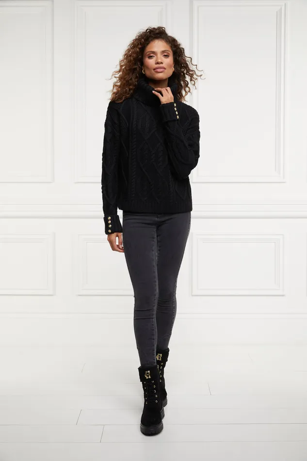 Noveli Cable Knit Black Women Holland Cooper Knitwear Noveli Cable Knit Black Women Holland Cooper Knitwear