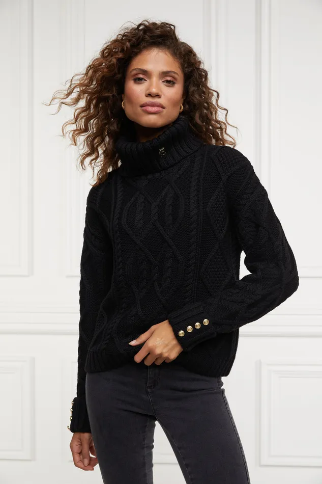 Noveli Cable Knit Black Women Holland Cooper Knitwear Noveli Cable Knit Black Women Holland Cooper Knitwear