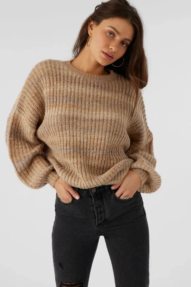O039NEILL BAYOU OMBRE STRIPE SLOUCHY SWEATER Tobacc Brw Women Clothing