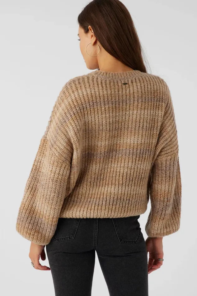 O039NEILL BAYOU OMBRE STRIPE SLOUCHY SWEATER Tobacc Brw Women Clothing
