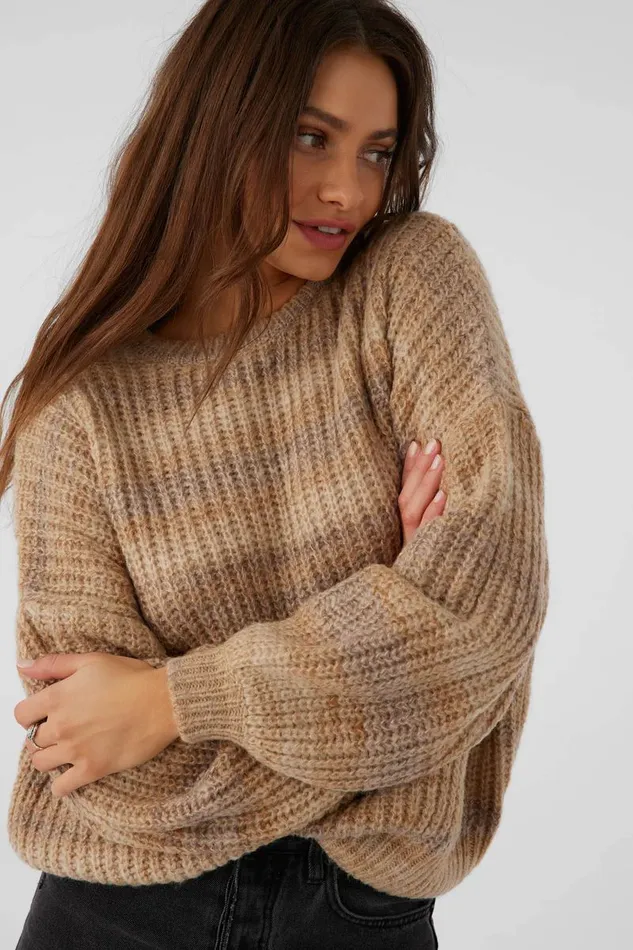 O039NEILL BAYOU OMBRE STRIPE SLOUCHY SWEATER Tobacc Brw Women Clothing