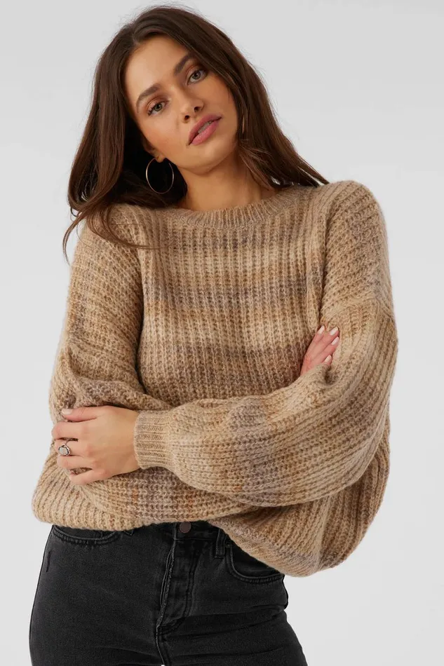 O039NEILL BAYOU OMBRE STRIPE SLOUCHY SWEATER Tobacc Brw Women Clothing