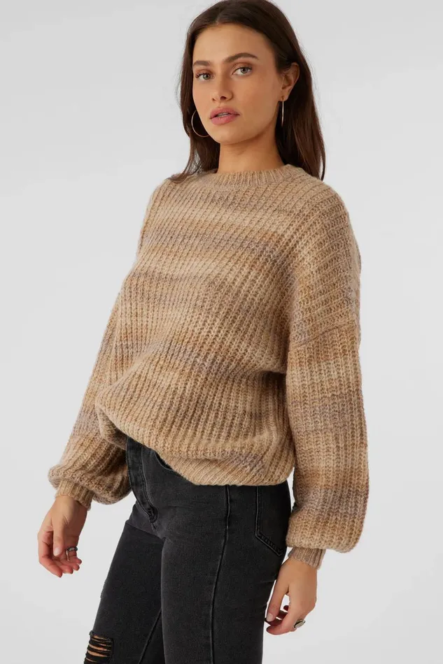 O039NEILL BAYOU OMBRE STRIPE SLOUCHY SWEATER Tobacc Brw Women Clothing