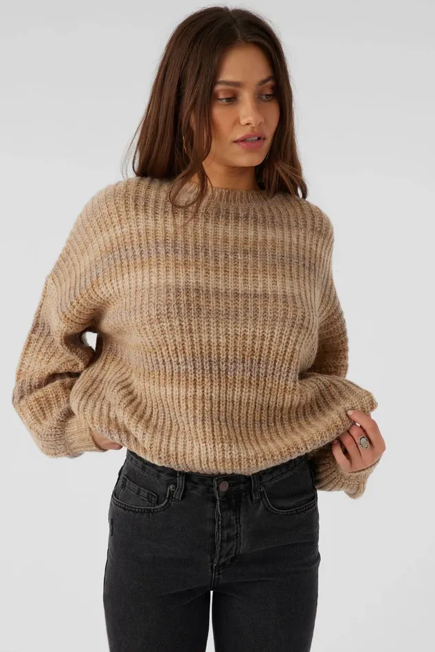 O039NEILL BAYOU OMBRE STRIPE SLOUCHY SWEATER Tobacc Brw Women Clothing