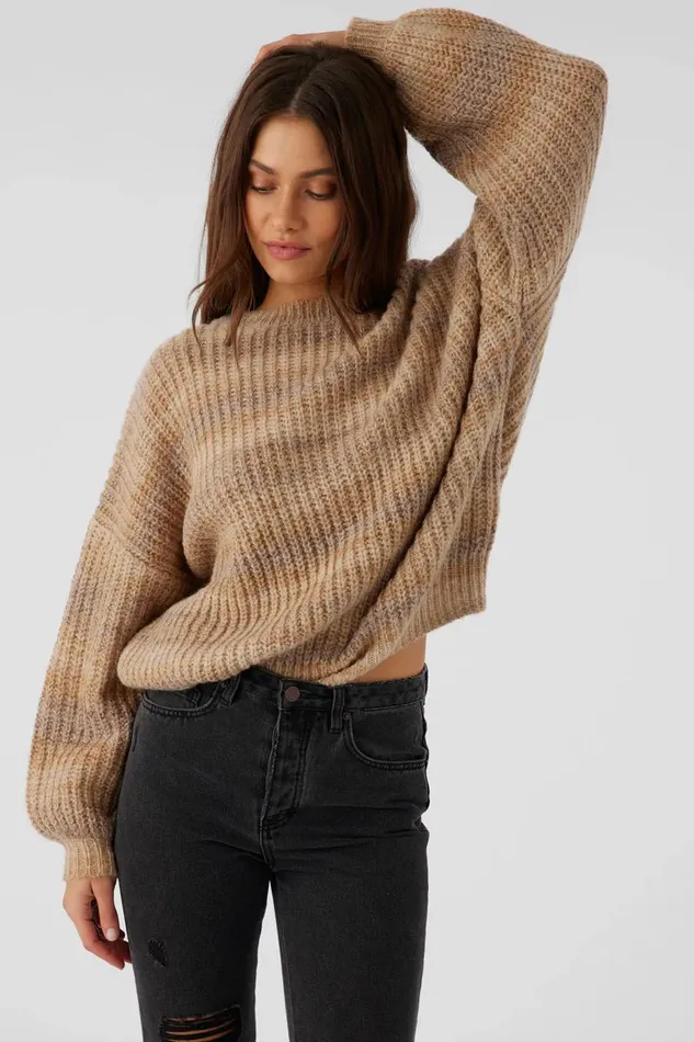 O039NEILL BAYOU OMBRE STRIPE SLOUCHY SWEATER Tobacc Brw Women Clothing