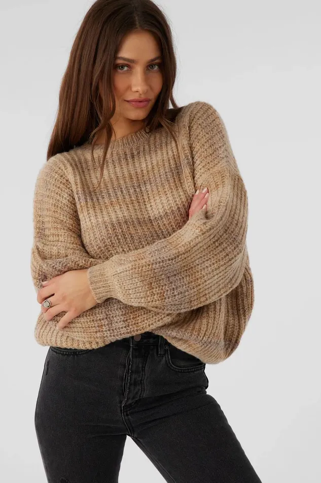 O039NEILL BAYOU OMBRE STRIPE SLOUCHY SWEATER Tobacc Brw Women Clothing