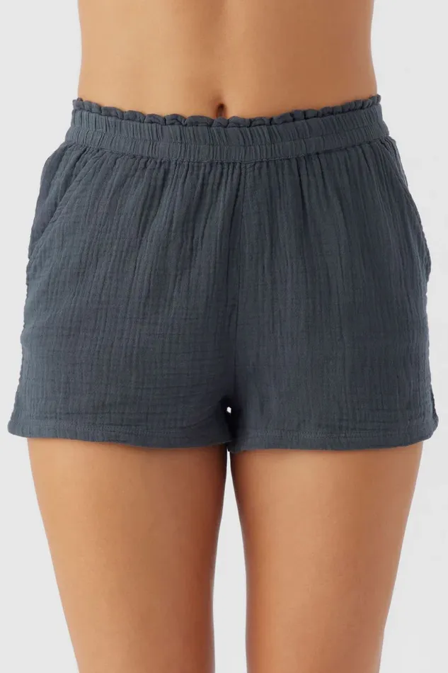 O039NEILL CARLA CRINKLE DOUBLE GAUZE BEACH SHORTS Slate Women Collections