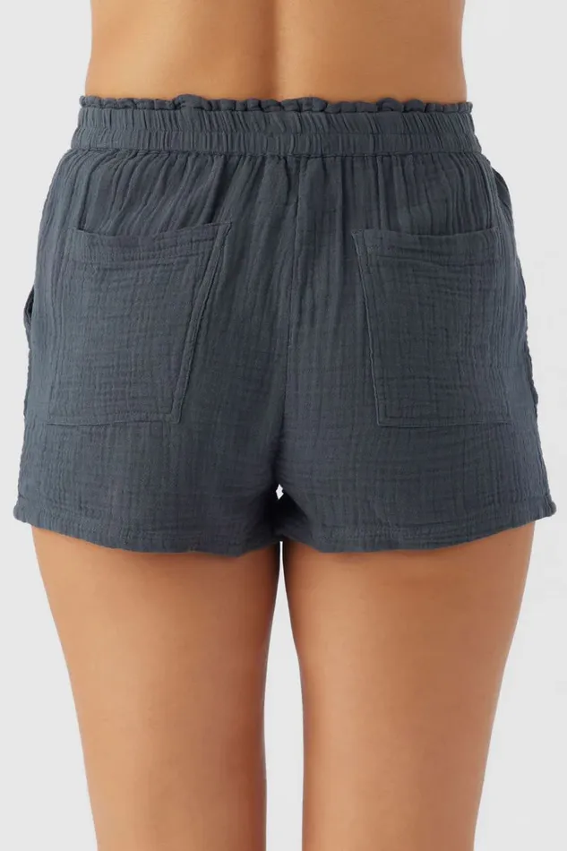 O039NEILL CARLA CRINKLE DOUBLE GAUZE BEACH SHORTS Slate Women Collections