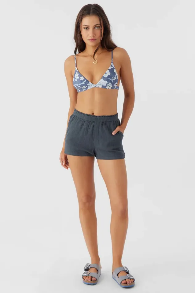O039NEILL CARLA CRINKLE DOUBLE GAUZE BEACH SHORTS Slate Women Collections