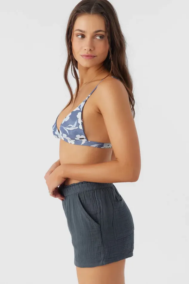 O039NEILL CARLA CRINKLE DOUBLE GAUZE BEACH SHORTS Slate Women Collections