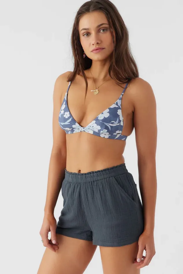 O039NEILL CARLA CRINKLE DOUBLE GAUZE BEACH SHORTS Slate Women Collections