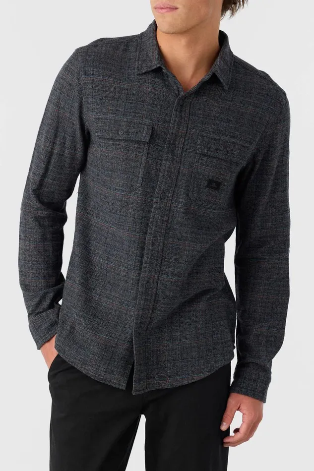 O039NEILL DAVIES FLANNEL STANDARD FIT LONG SLEEVE SHIRT Graphite Men Clothing