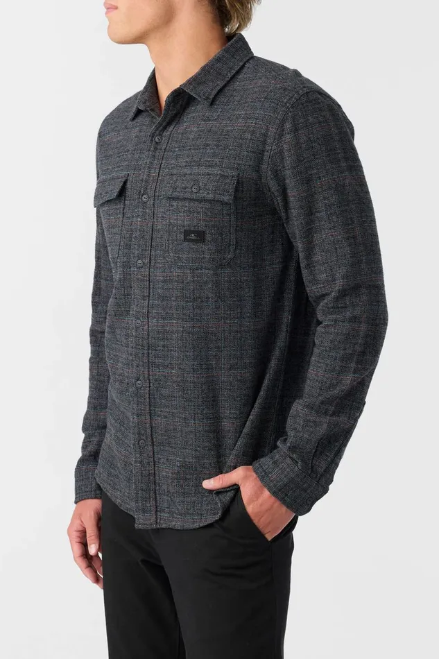 O039NEILL DAVIES FLANNEL STANDARD FIT LONG SLEEVE SHIRT Graphite Men Clothing