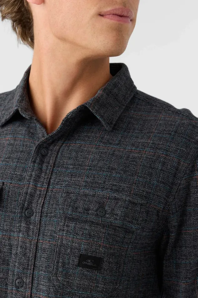 O039NEILL DAVIES FLANNEL STANDARD FIT LONG SLEEVE SHIRT Graphite Men Clothing