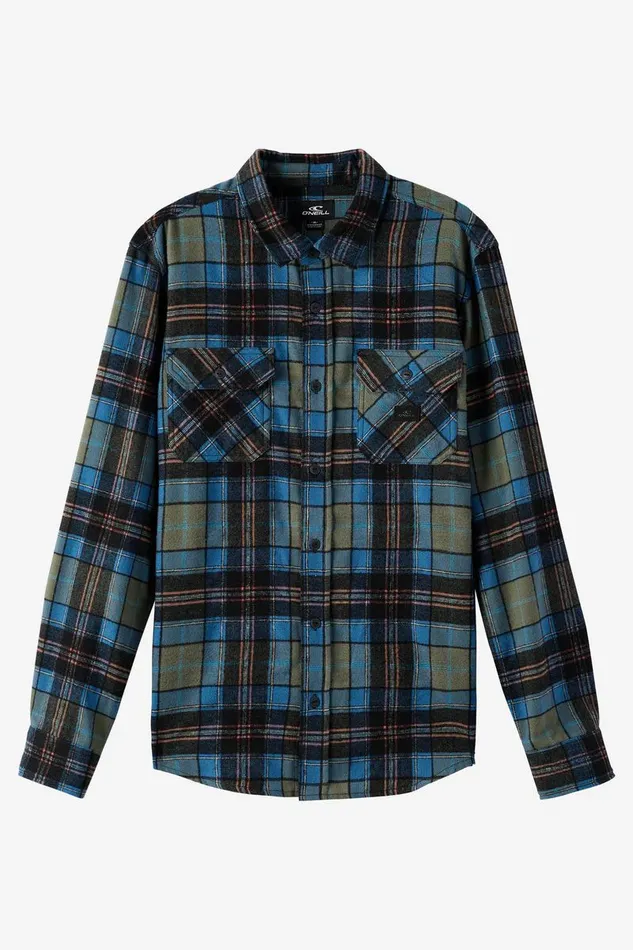 O039NEILL DUNE FLANNEL STANDARD FIT LONG SLEEVE SHIRT Dark Olive Men Clothing