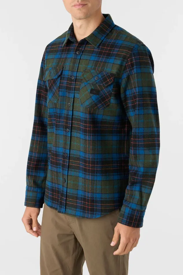 O039NEILL DUNE FLANNEL STANDARD FIT LONG SLEEVE SHIRT Dark Olive Men Clothing