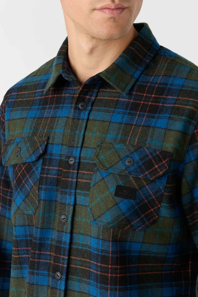 O039NEILL DUNE FLANNEL STANDARD FIT LONG SLEEVE SHIRT Dark Olive Men Clothing