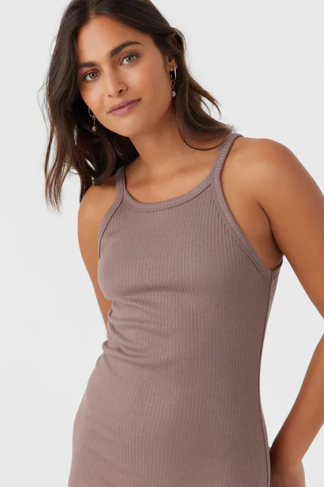 O039NEILL ERES RIB KNIT MIDI DRESS Deep Taupe Women Collections