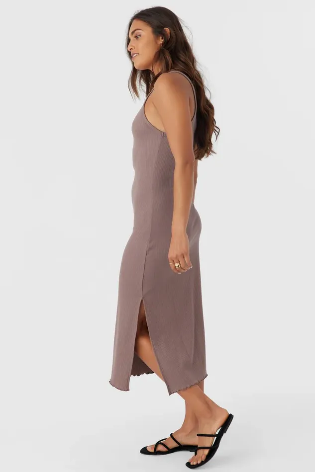 O039NEILL ERES RIB KNIT MIDI DRESS Deep Taupe Women Collections