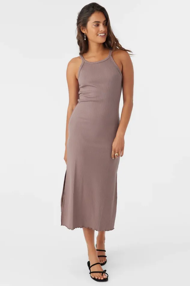 O039NEILL ERES RIB KNIT MIDI DRESS Deep Taupe Women Collections