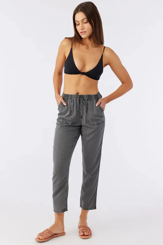 O039NEILL FRANCINA TWILL PANTS Black Women Clothing