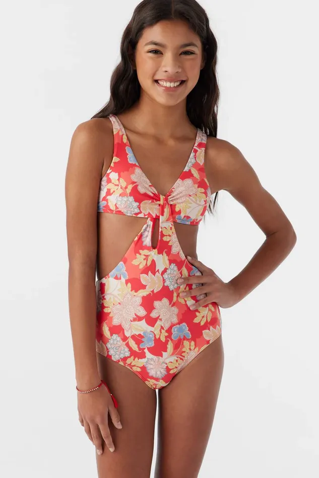 O039NEILL GIRL039S ANTALYA FLORAL TWIST FRONT ONEPIECE Bittersweet Women Girl039S Swim