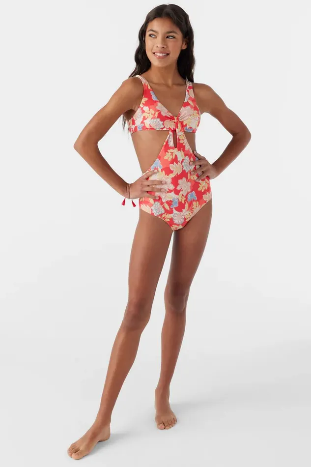 O039NEILL GIRL039S ANTALYA FLORAL TWIST FRONT ONEPIECE Bittersweet Women Girl039S Swim