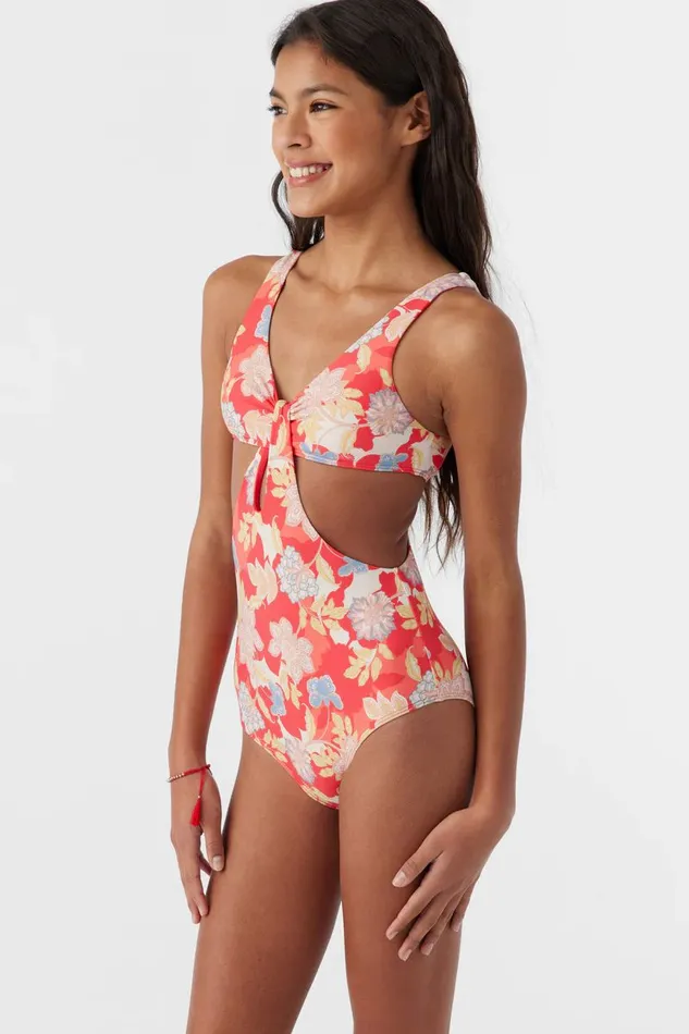O039NEILL GIRL039S ANTALYA FLORAL TWIST FRONT ONEPIECE Bittersweet Women Girl039S Swim