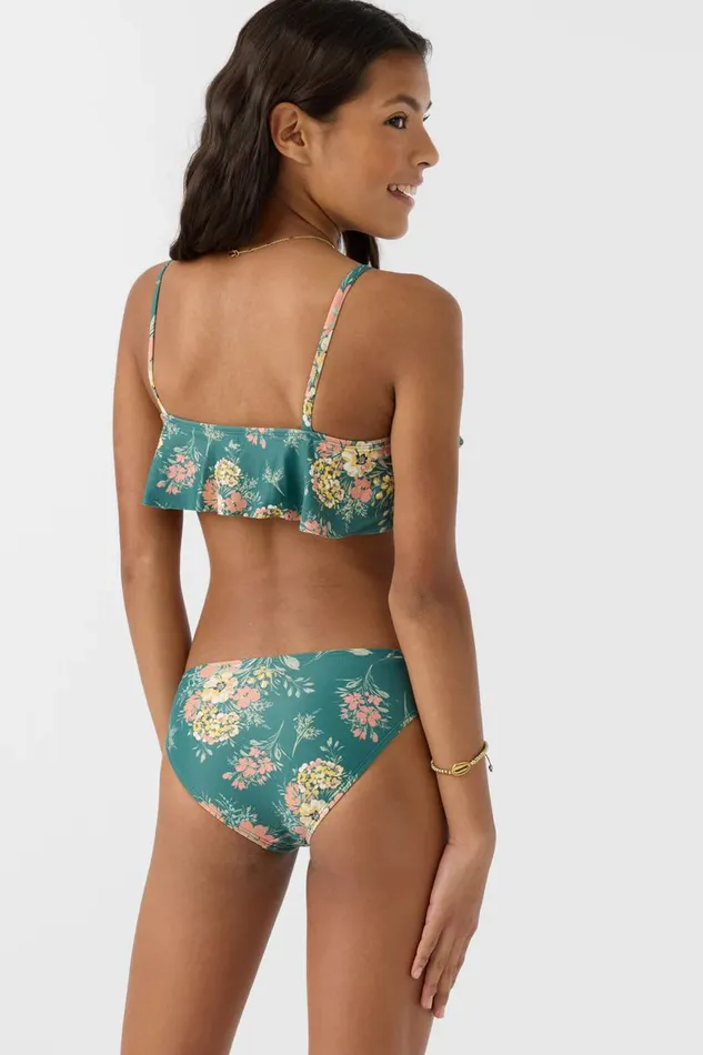 O039NEILL GIRL039S NAYA FLORAL RUFFLE BRALETTE TOP SET Silver Pine Women Girl039S Swim