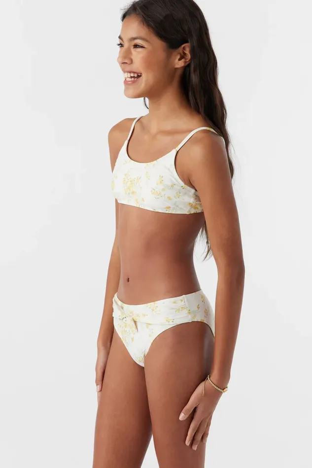O039NEILL GIRL039S TATIANNA FLORAL TIE BACK BRALETTE SWIM SET Vanilla Women Girl039S Swim