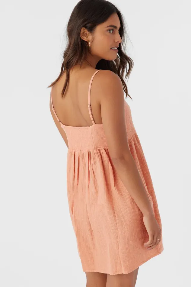 O039NEILL HADIA CRINKLE DOUBLE GAUZE MINI DRESS Canyon Sunset Women Collections