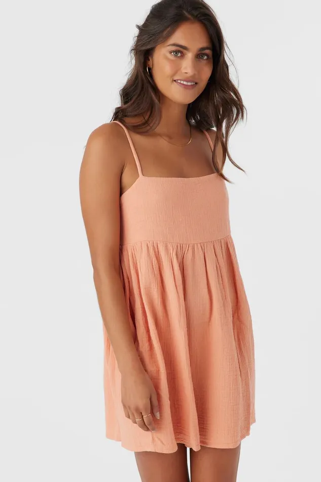O039NEILL HADIA CRINKLE DOUBLE GAUZE MINI DRESS Canyon Sunset Women Collections