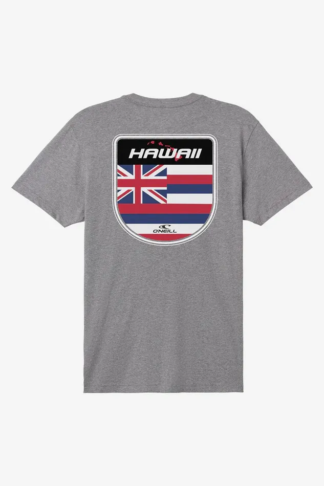 O039NEILL HAWAII BADGE STANDARD FIT TEE Heather Grey Men Clothing