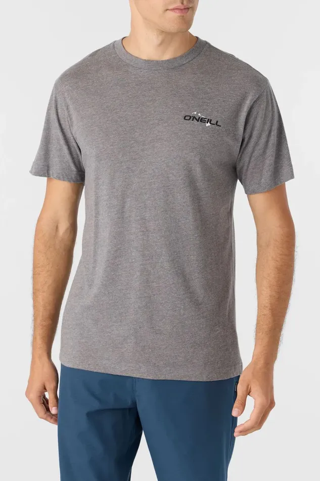 O039NEILL HAWAII BADGE STANDARD FIT TEE Heather Grey Men Clothing