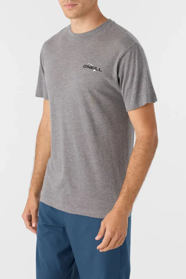 O039NEILL HAWAII BADGE STANDARD FIT TEE Heather Grey Men Clothing